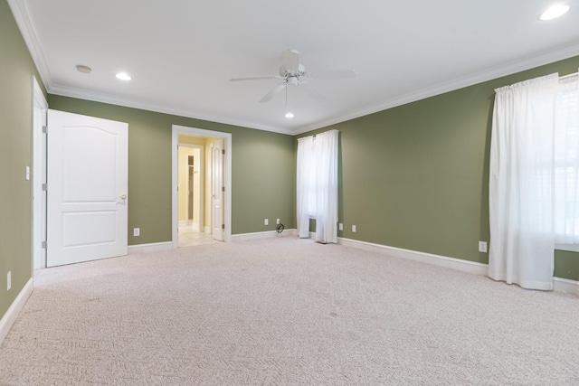 599 Countryside Dr, Loretto, TN 38469 - unfurnished bedroom with crown molding, recessed lighting, carpet flooring, and a ceiling fan