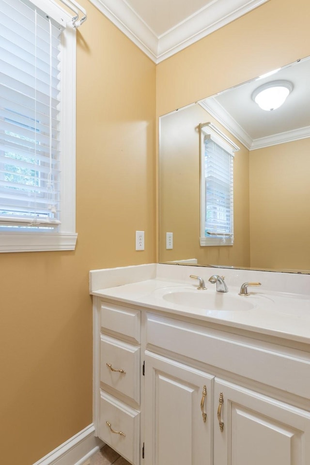 599 Countryside Dr, Loretto, TN 38469 - bathroom with ornamental molding and vanity