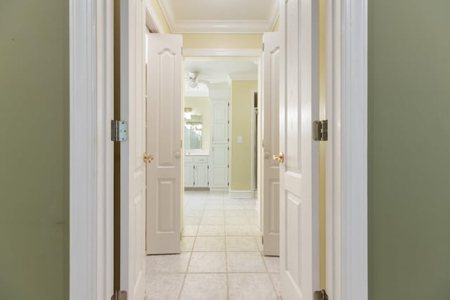 599 Countryside Dr, Loretto, TN 38469 - hall with ornamental molding and light tile patterned floors