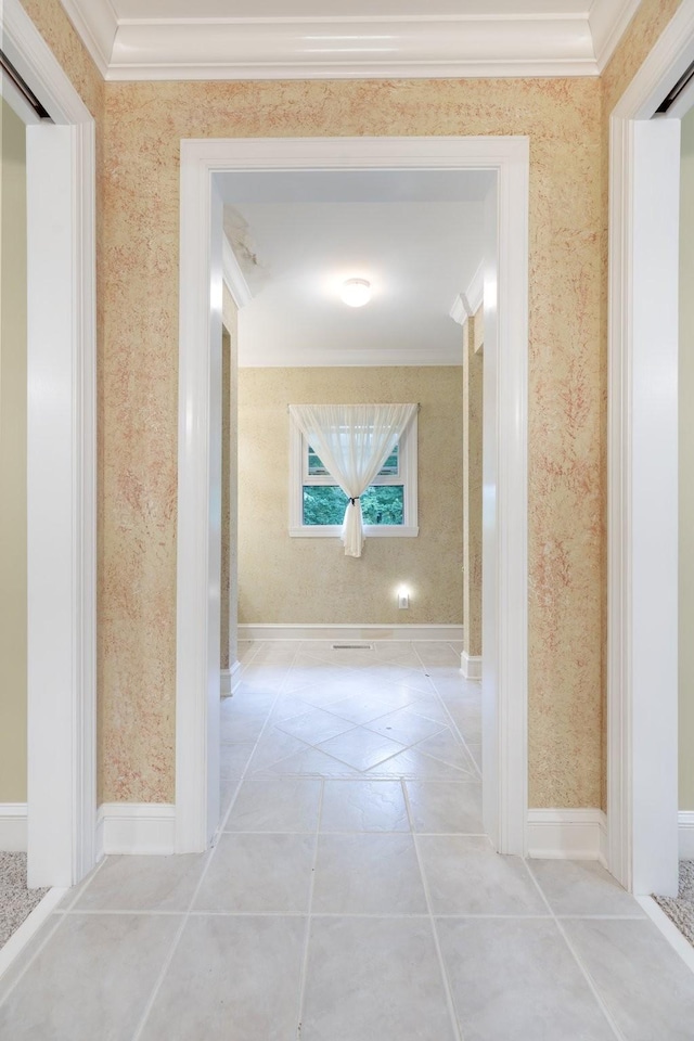 599 Countryside Dr, Loretto, TN 38469 - hall with ornamental molding and wallpapered walls