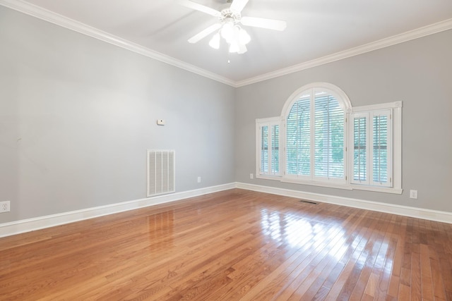 599 Countryside Dr, Loretto, TN 38469 - spare room with a ceiling fan, ornamental molding, and hardwood / wood-style floors