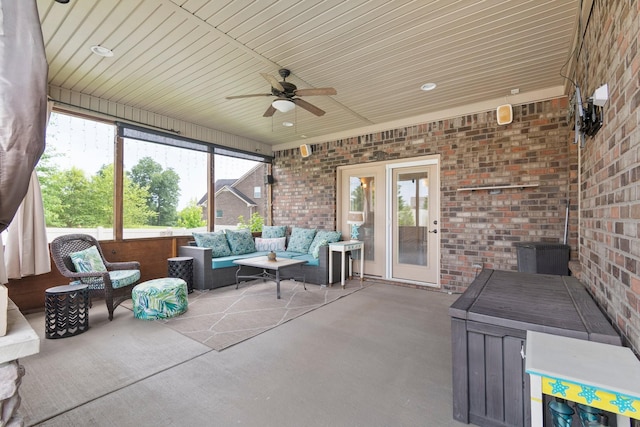 5010 Moretto Ct, Spring Hill, TN 37174 - view of patio / terrace with an outdoor living space and a ceiling fan