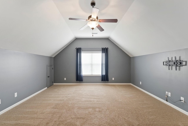 5010 Moretto Ct, Spring Hill, TN 37174 - bonus room with light carpet, vaulted ceiling, and ceiling fan