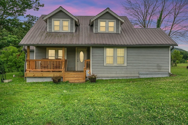 2750 Clampit Hollow Rd, Lafayette, TN 37083 - view of front of property featuring covered porch, a front lawn, and a metal roof