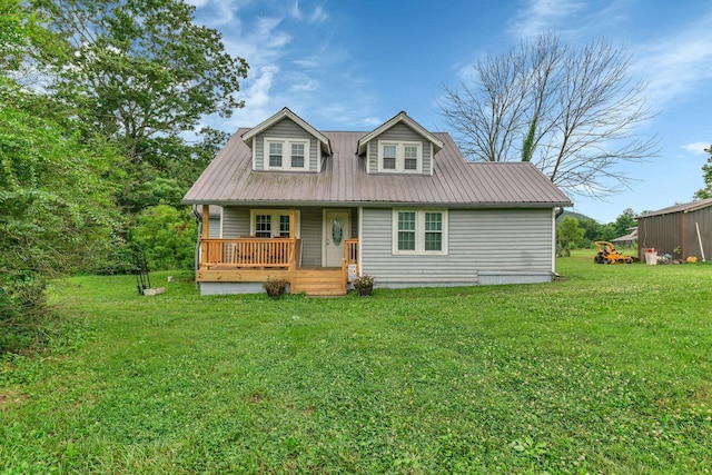 2750 Clampit Hollow Rd, Lafayette, TN 37083 - view of front of property with a porch, a front lawn, and a metal roof