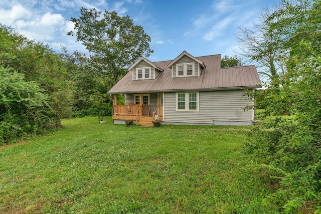 2750 Clampit Hollow Rd, Lafayette, TN 37083 - view of front of property featuring covered porch, a front yard, and a metal roof