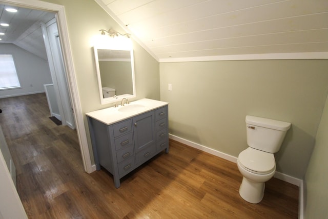 61 Kentucky Dr, Cadiz, KY 42211 - bathroom featuring lofted ceiling, vanity, and wood finished floors