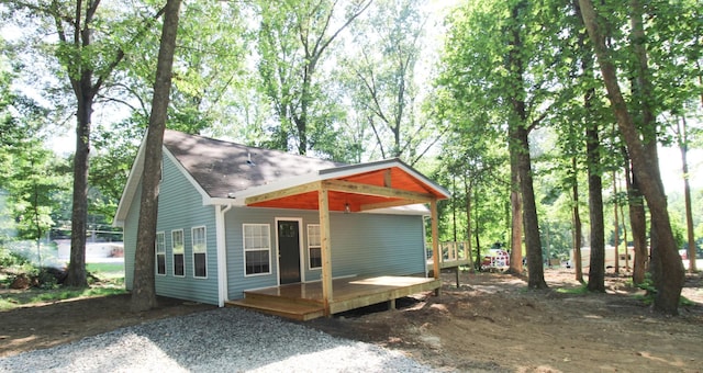 61 Kentucky Dr, Cadiz, KY 42211 - exterior space featuring a shingled roof and a wooden deck