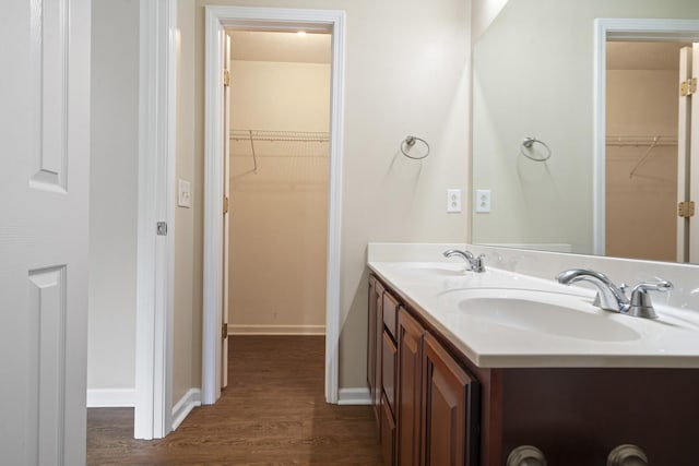 1918 Lawndale Dr, Spring Hill, TN 37174 - bathroom featuring wood finished floors, double vanity, and a walk in closet