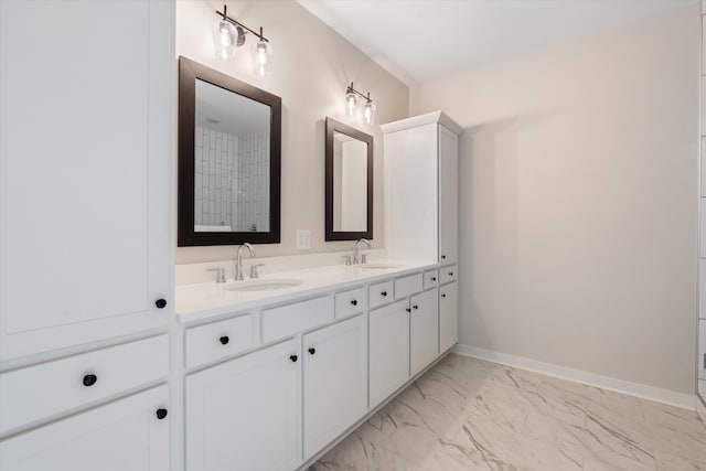 2620 Buckner Ln, Thompsons Station, TN 37179 - full bathroom with marble look tiles and double vanity