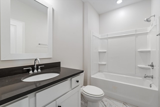 2620 Buckner Ln, Thompsons Station, TN 37179 - bathroom with marble finish flooring, vanity, shower / bath combination, and recessed lighting