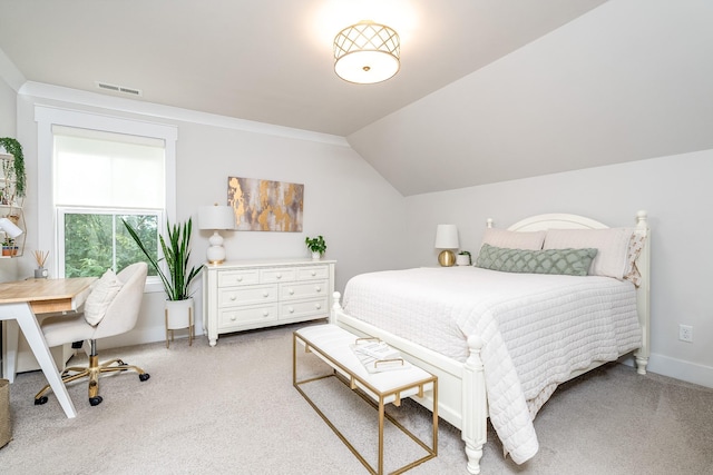 2744 Morrow Ln, Columbia, TN 38401 - bedroom with light colored carpet, an office area, and vaulted ceiling