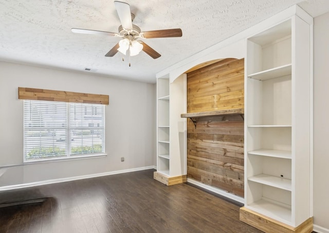 2306 New Holland Cir, Murfreesboro, TN 37128 - unfurnished living room with a textured ceiling, a ceiling fan, and dark wood-type flooring