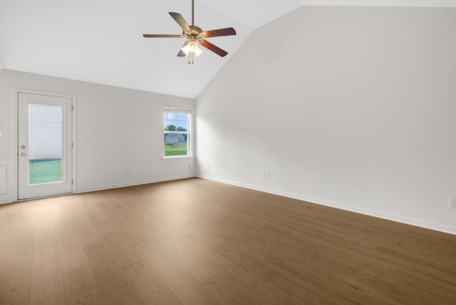 2149 Longhunter Chase Dr, Spring Hill, TN 37174 - unfurnished room featuring ceiling fan, wood finished floors, and high vaulted ceiling