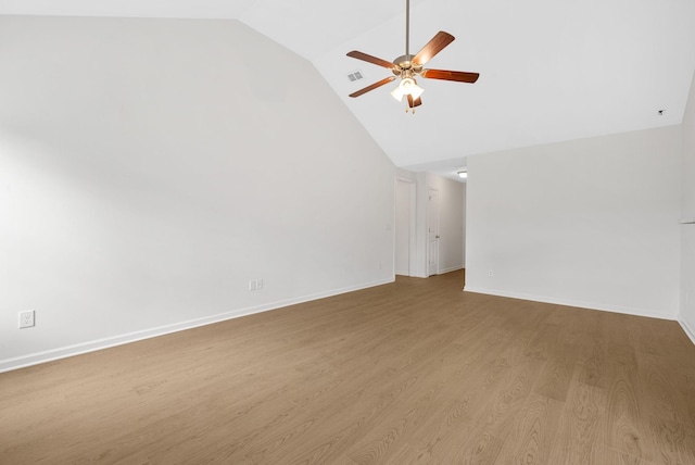 2149 Longhunter Chase Dr, Spring Hill, TN 37174 - empty room featuring a ceiling fan, wood finished floors, and high vaulted ceiling