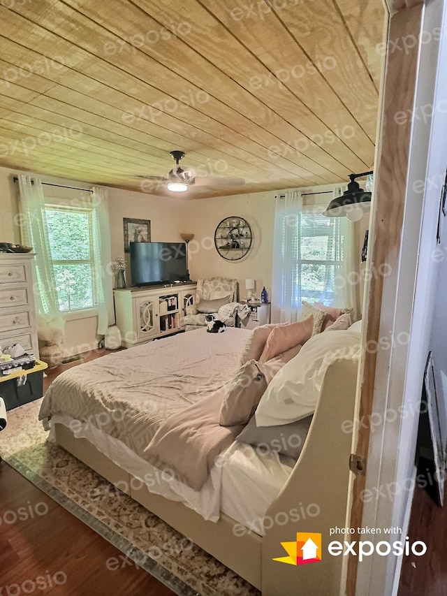 1 Julie Ln, Pleasant Shade, TN 37145 - bedroom with wood ceiling, wood finished floors, and a ceiling fan