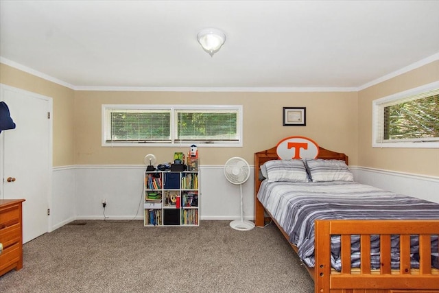 19 Horseshoe Bend Rd, Leoma, TN 38468 - bedroom with multiple windows, carpet floors, and crown molding