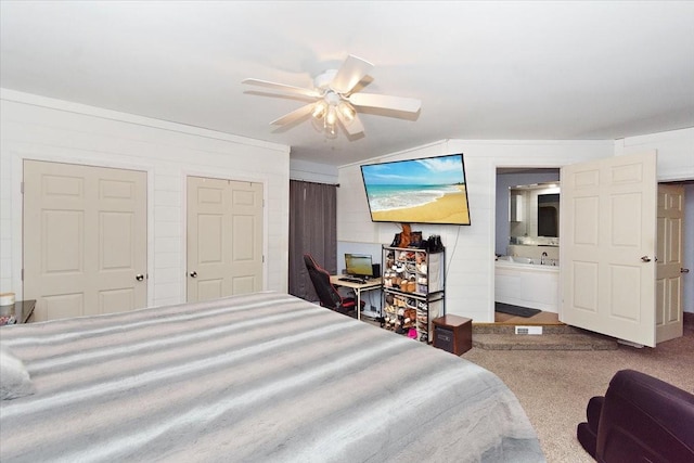 19 Horseshoe Bend Rd, Leoma, TN 38468 - carpeted bedroom with ceiling fan and ensuite bathroom