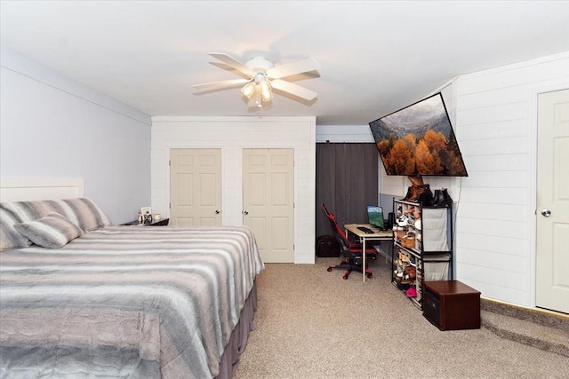 19 Horseshoe Bend Rd, Leoma, TN 38468 - bedroom with light colored carpet and ceiling fan