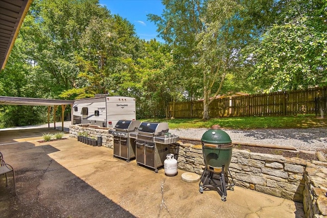 19 Horseshoe Bend Rd, Leoma, TN 38468 - view of patio featuring area for grilling and a storage shed