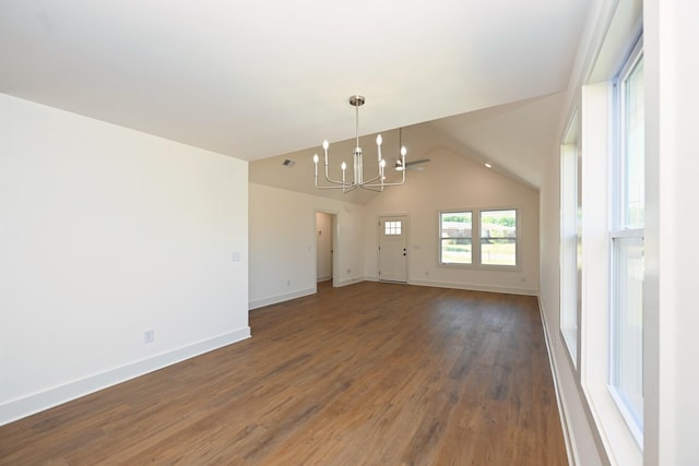 1142 Snow Ave, Madison, TN 37115 - unfurnished room with a chandelier, wood finished floors, and vaulted ceiling