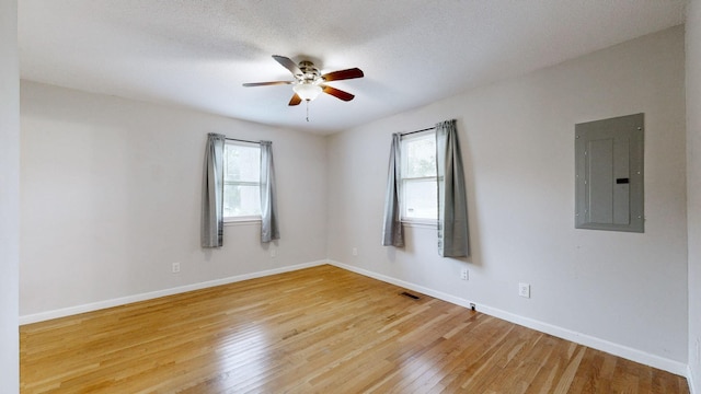 4321 Lynchburg Rd, Winchester, TN 37398 - unfurnished room with electric panel, ceiling fan, and light wood-style floors