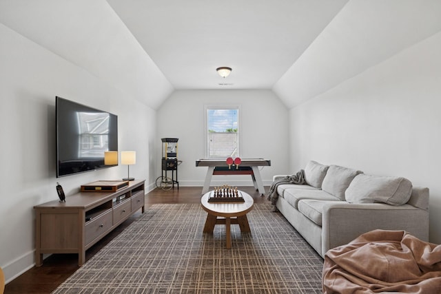 923 Hornsby Dr, Franklin, TN 37064 - living area with dark wood-type flooring and vaulted ceiling