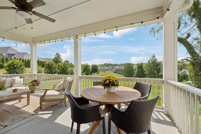923 Hornsby Dr, Franklin, TN 37064 - wooden deck featuring a ceiling fan and an outdoor hangout area