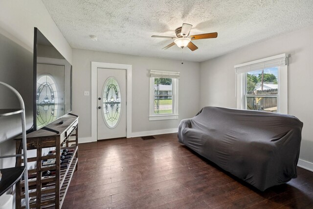 410 England St E, Cowan, TN 37318 - entrance foyer with ceiling fan, wood-type flooring, and a textured ceiling