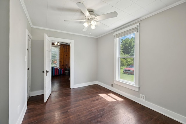 410 England St E, Cowan, TN 37318 - empty room with crown molding, hardwood / wood-style floors, and ceiling fan
