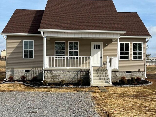 484 Meadowbrook Dr, Mcminnville, TN 37110 - view of front of property with crawl space, a porch, and roof with shingles