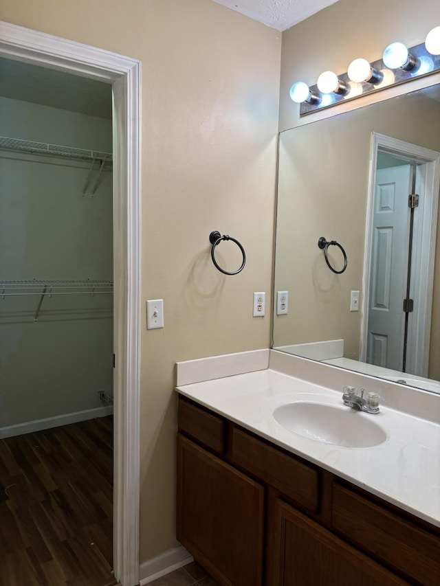 1023 Sitting Bull Xing, Murfreesboro, TN 37128 - bathroom featuring vanity, wood finished floors, and a spacious closet