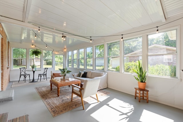 1211 Taylor Pl, Murfreesboro, TN 37129 - sunroom featuring concrete floors, plenty of natural light, and wooden ceiling