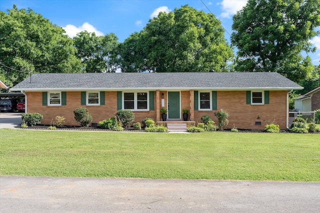 1211 Taylor Pl, Murfreesboro, TN 37129 - single story home featuring crawl space, brick siding, a front lawn, and a shingled roof