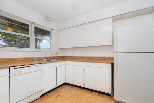 3880 Priest Lake Dr Unit 21, Nashville, TN 37217 - kitchen with white appliances, white cabinetry, light countertops, and ceiling fan