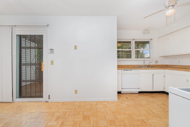 3880 Priest Lake Dr Unit 21, Nashville, TN 37217 - kitchen with white dishwasher, white cabinetry, and a ceiling fan
