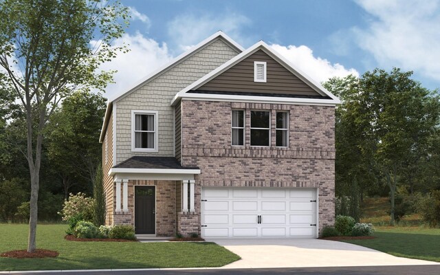 4902 Mowbray Way, Murfreesboro, TN 37129 - view of front facade featuring driveway, a front yard, a garage, and brick siding