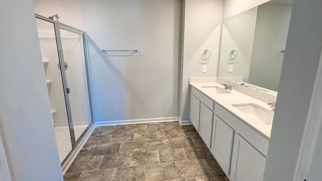 4902 Mowbray Way, Murfreesboro, TN 37129 - bathroom with double vanity, a stall shower, and stone finish flooring