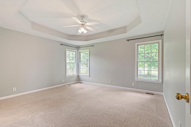 2415 Franklin Ln, Murfreesboro, TN 37130 - spare room with a textured ceiling, carpet, healthy amount of natural light, a raised ceiling, and ceiling fan