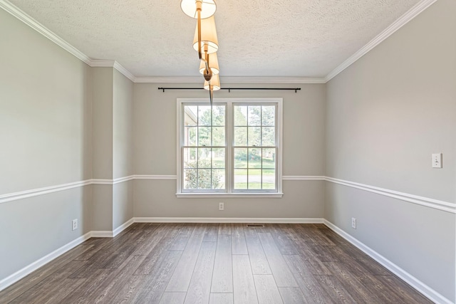 2415 Franklin Ln, Murfreesboro, TN 37130 - empty room with dark wood-style flooring, a textured ceiling, and ornamental molding