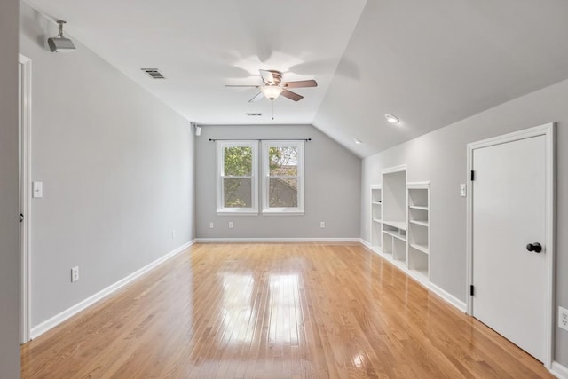 4416 Churchill Pl, Old Hickory, TN 37138 - bonus room with ceiling fan, light wood-type flooring, vaulted ceiling, and built in features