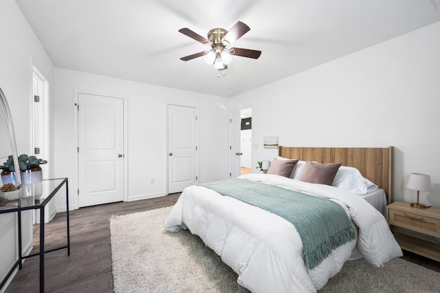 7566 S Swift Rd, Goodlettsville, TN 37072 - bedroom featuring dark wood-type flooring and a ceiling fan