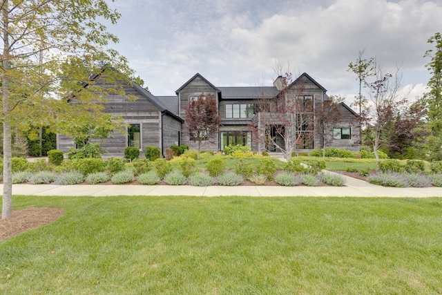 7555 Whiskey Rd, College Grove, TN 37046 - view of front facade with a front lawn and a chimney