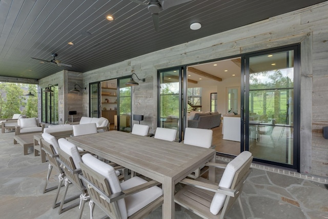 7555 Whiskey Rd, College Grove, TN 37046 - view of patio / terrace with a ceiling fan and outdoor dining area
