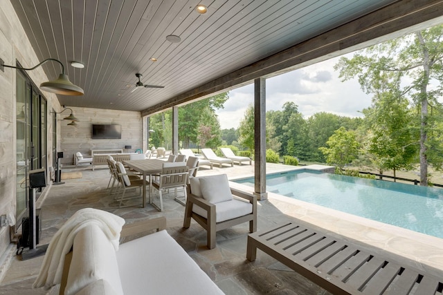 7555 Whiskey Rd, College Grove, TN 37046 - view of patio / terrace with an infinity pool and ceiling fan