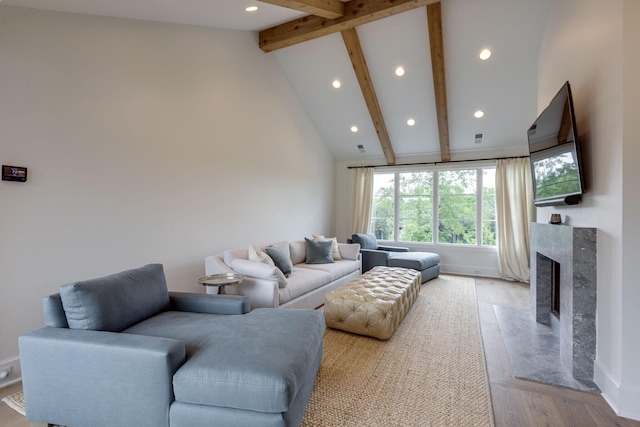 7555 Whiskey Rd, College Grove, TN 37046 - living area with recessed lighting, light wood-type flooring, and a premium fireplace