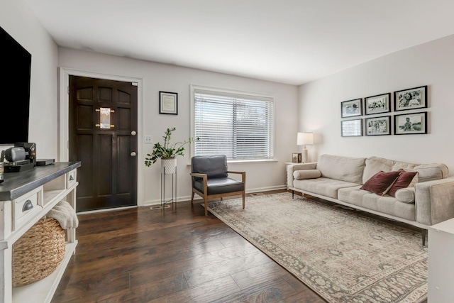4985 Shihmen Dr, Antioch, TN 37013 - living room with dark wood-style flooring and baseboards
