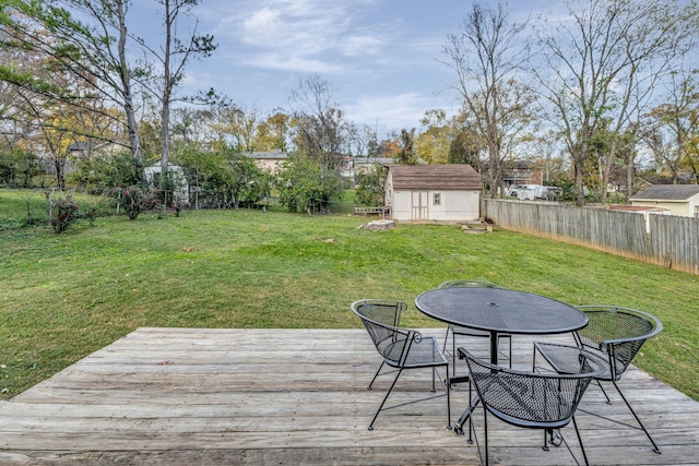 4985 Shihmen Dr, Antioch, TN 37013 - deck featuring a fenced backyard, a shed, and outdoor dining space