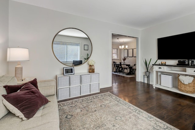 4985 Shihmen Dr, Antioch, TN 37013 - living room with a chandelier and wood finished floors