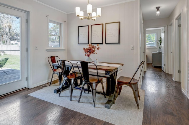 4985 Shihmen Dr, Antioch, TN 37013 - dining space featuring a chandelier, plenty of natural light, wood finished floors, and ornamental molding